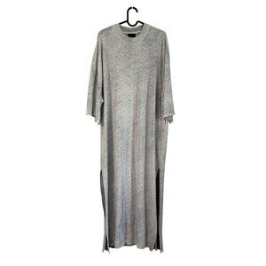 Thom Krom Heather Gray Linen Blend Short Sleeve Side Slits Midi Dress Large